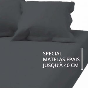 Drap-housse grand bonnet XL Coton Tertio - Noir