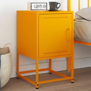 VidaXL Table de chevet jaune moutarde 36x39x60,5 cm acier, armoire, armoire latérale, support de téléphone, table de chevet