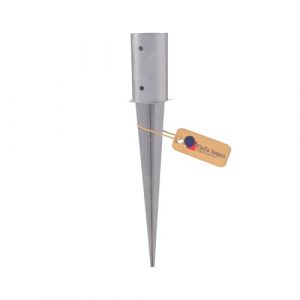 GeZu Impex Support de Poteau &agrave; Enfoncer Galvanis&eacute; &agrave; chaud 101 x 600 mm ronds douille piquet cloture bois ancre
