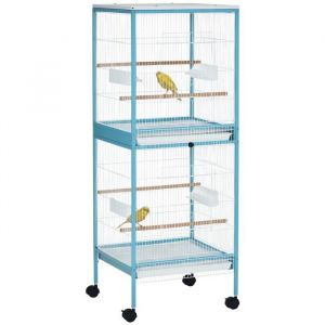 Pawhut Cage pour oiseaux - Acier - 51.5x50x140cm - bleu
