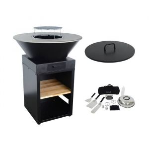 Brasero barbecue &Oslash;81.5cm avec grille de cuisson. espace de rangement. couvercle et ustensiles
