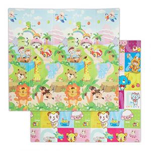 Relaxdays 10039141 Safari Pliable, sans substances nocives, Lavable, 195 x 175 cm, Mousse XPE, Tapis de Jeu pour Enfants, Multicolore, coloré, 195x175 cm