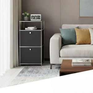 Étagère métal chromé design épuré, Concept Epuré MK-120, L50 × P40 × H100 cm, Noir