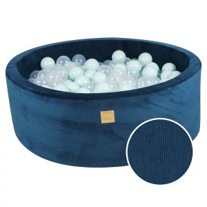 Ronde Piscine 90x30cm, Côtelé, Bleu Marine: Menthe/Transparent