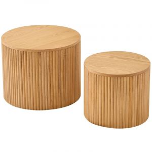 Nordlys - Set de 2 Tables Basses en Bois avec Rangement