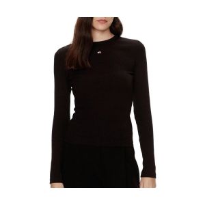 Tommy Jeans Femme Tjw Slim Essential Rib Dw0dw17387 T-shirt &Agrave; Manches Longues, Noir (Black), XS EU