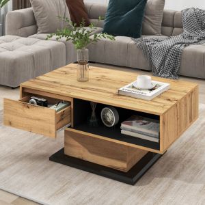 Modernluxe - Table basse style industriel, table de salon avec espace de rangement, en bois