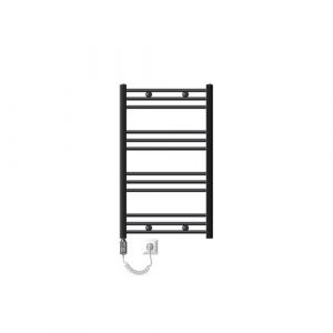 LuxeBath Radiateur électrique pour salle de bain Sahara 600x800 mm Anthracite raccord latéral droit & résistance 300W thermostat & affichage digital, radiateur sèche-serviettes avec cartouche chauffante, chauffe-serviettes sèche-serviettes