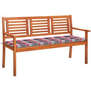 VidaXL Banc de Jardin 3 Places avec Coussin Meuble de Terrasse Banc d'Ext&eacute;rieur Banc de Parc Meuble de Patio 150 cm Bois d'Eucalyptus