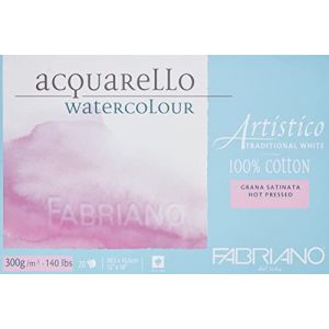 Fabriano Feuille Artistico blanc nature, 30,5 x 45,5 cm, Satiné, 300 g/m², 3. Grain satiné