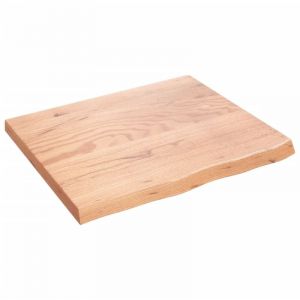 VidaXL Étagère Murale, Dessus de Table avec Bord Vivant, Tablette Suspendue Flottante, Rustique, Marron Clair Bois Chêne Massif Traité
