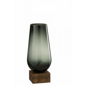 J-Line Vase sur Pied Design "Eno" 42cm Vert & Marron