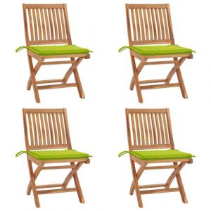 VidaXL Chaises pliables de jardin avec coussins 4 pcs Teck solide