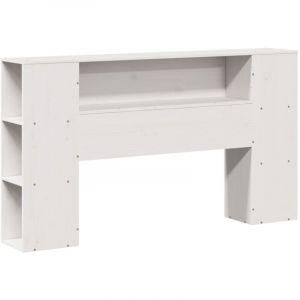 VidaXL Tête de lit avec rangement blanc 135 cm bois massif de pin, tête de lit en bois, tête de lit avec rangement, tête de lit sur pied