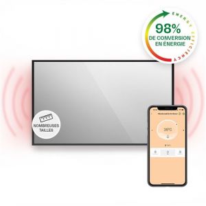 Klarstein Radiateur infrarouge La Palma 1000 - Miroir chauffant - 120x60cm - 1000W - Connecté - Noir