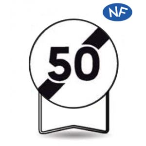 Taliaplast 524122 - Panneau signalisation prescription b33 fin d'interdiction 50km/h c2 850mm