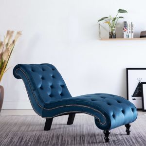 Image de VidaXL Chaise longue Bleu Similicuir daim