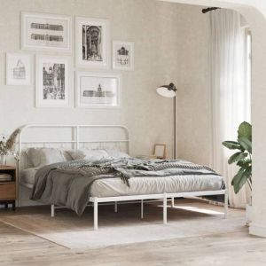 VidaXL Cadre de lit métal avec tête de lit blanc 140x190 cm
