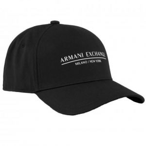 Armani Exchange Casquette de Baseball avec Logo Milano/New York, Noir, Taille Unique Homme
