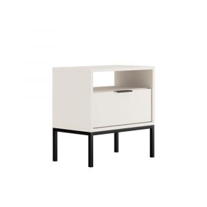 M&S Chevet 1 tiroir 55x33x56,4 cm blanc et métal noir - auzty