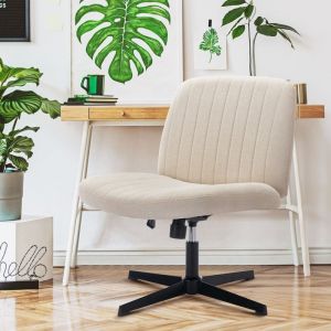 Colamy - Chaise de bureau, chaise de bureau réglable en hauteur, fauteuil pivotant avec assise et dossier rembourrés, beige.