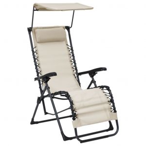 VidaXL Chaise pliable de terrasse Textilène Crème