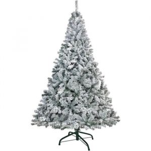 Sapin de Noël Artificiel 210cm, Arbre de Noël Artificiel Matériel PVC Vert pour Décoration de Noël, Blanc Naturel avec Pied en Métal