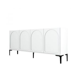 Cotecosy Buffet style minimaliste 4 portes Lyana L180cm Blanc et Noir