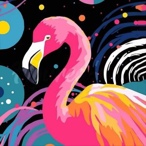 Mini broderie diamant : Flamant Rose Abstrait Pop Art - toile tendue sur chassis