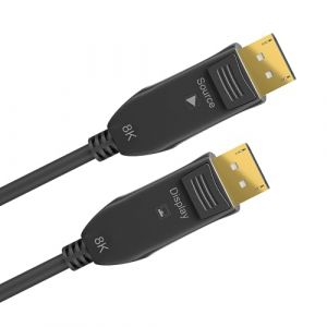 Goobay 64866 C&acirc;ble de connexion optique DisplayPort Hybrid 2.0 (AOC) / 8K Ultra HD 4320p (60 Hz) / fibre optique hybride conducteur en cuivre/surfaces de contact plaqu&eacute;es or/DisplayPort vers / 10M
