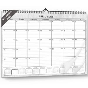 Systemyze Calendrier mensuel 2025 à suspendre 12 mois - Calendrier - Calendrier annuel - Planning mensuel - Calendrier mural - Janv 2025 à Déc 2025 - 43 x 33cm