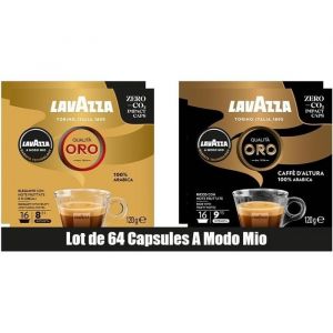 Image de Lavazza Capsules de Caf&eacute; - A Modo Mio - Qualit&agrave; Oro - 100% Arabica - Intensit&eacute; 8 et 9