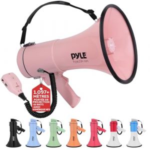Pyle M&eacute;gaphone 50W-Haut-Parleur Portable avec Sir&egrave;ne Int&eacute;gr&eacute;e, Enregistrement, Bluetooth et AUX et Batterie Rechargeable, M&eacute;gaphone Porte-Voix avec Micro et Bandouli&egrave;re