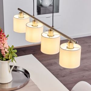 Hofstein Suspension Alsen métal nickel-mat, lampe pendante vintage idéale au dessus d'une table rétro, hauteur max. 150 cm, pour 4 ampoules E14 max.28 Watt, compatible ampoules LED