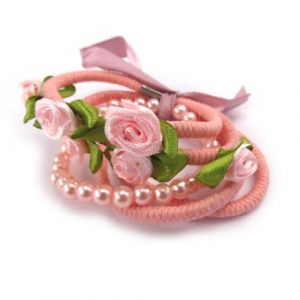 Les Trésors de Lily [K1316] - Set de 5 élastiques 'Scarlett' pèche