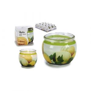 Bigbuy Home - Bougie Parfum&eacute;e Melon Vert Orange verre Cire Verre