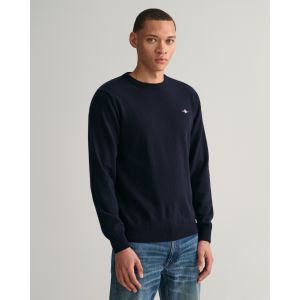 Image de Gant (marque) Men Pull ras du cou en laine d'agneau ultrafine (XL) Bleu