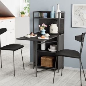 Bureau Savio, Noir, 57x30cm avec plateau de table pliant, Vicco