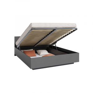 Kids Literie - Lit coffre Lima 160 x 200 cm avec sommier &agrave; lattes relevable Gris fonc&eacute;