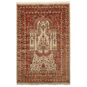 Image de Tapis Nou Main Prestige Jihangir Soie 63 tapis d'Orient beige 125 x 185 cm