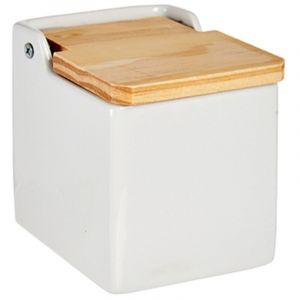 Salière blanche carrée avec couvercle, 10,5 x 10,5 x 10,5 cm environ