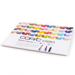 Copic Ciao Marker Pad, 50 Feuilles de Papier marqueur DIN A4, 75g/m² Papier à Dessin pour marqueurs, Ultra Blanc, sans Acide, sans Chlore, Ultrawhite