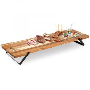 Planche Bois Acacia 67x20x7cm Pieds M&eacute;tal &Eacute;paisseur 15mm