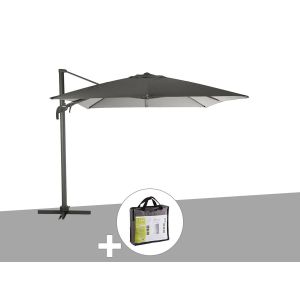 Hesperide Parasol Déporté Et Inclinable Rectangule Ardoise Avec Housse De Protection Elea - 3 X 4 M