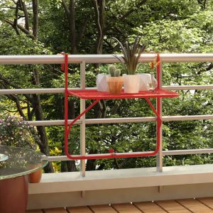VidaXL Table de balcon Rouge 60x40 cm Acier