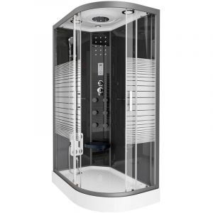 Cabine de douche black pearl avec douche &agrave; effet pluie Couleur : Noir, Taille : 120 x 80 cm Droite - Home Deluxe