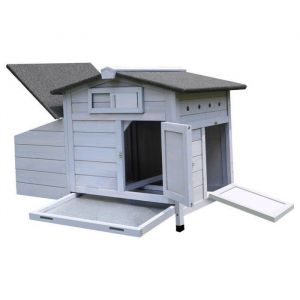 Poulailler sur Pilotis avec Nid de Ponte en Bois &ndash; S&eacute;curis&eacute;, Facile &agrave; Nettoyer, Prot&egrave;ge les Poules des Pr&eacute;dateurs, Couleur Gris Clair
