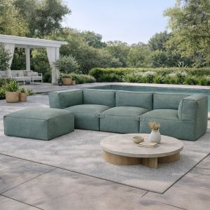Concept-Usine Praiano salon de jardin modulable 4 places vert en tissu d&eacute;perlant