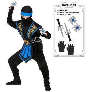 W WIDMANN MILANO Party Fashion - Costume enfant Ninja avec set d'armes, combattant japonais, guerrier