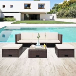 VidaXL Jeu de canapé de jardin 12 pcs Résine tressée Marron